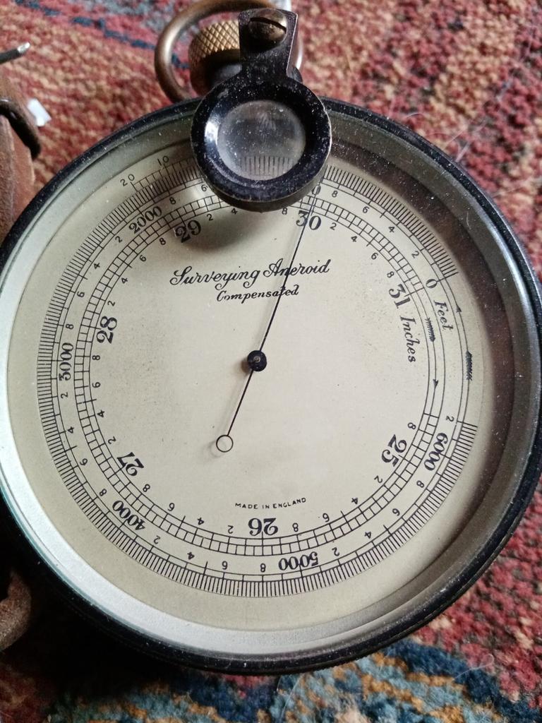 Antieke Surveying Aneroid Compensated Barometer (Geen Kompas, Ophalen of Verzenden