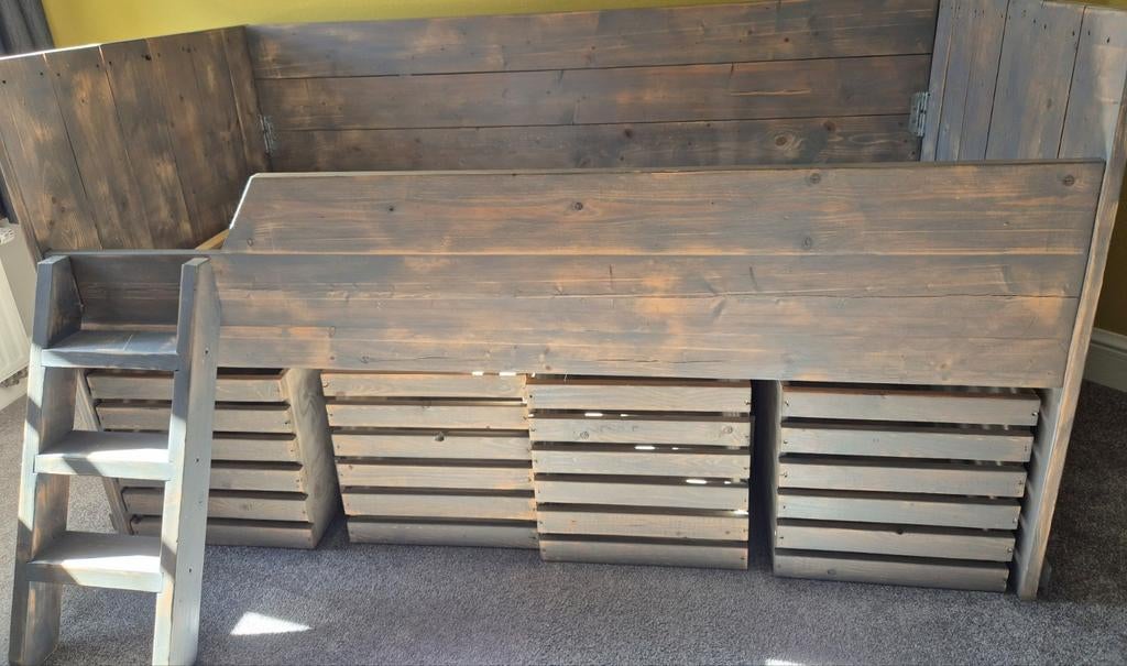 Leuke half hoogslaper 90x200, Ophalen of Verzenden, Eenpersoons, Hout, 90 cm