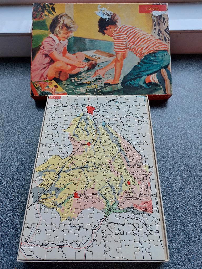 Vintage Provinciepuzzel, rond 1950, Drenthe, Ophalen of Verzenden, Meer dan 50 stukjes, Zo goed als nieuw