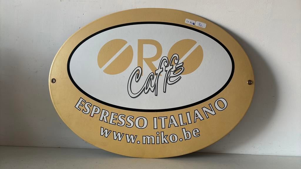Emaille reclame bord espresso italiano Miko, Ophalen of Verzenden, Zo goed als nieuw, Reclamebord