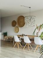 Grote eettafel 220 cm hout met metalen onderstel, Ophalen, 100 tot 150 cm, 200 cm of meer, Zo goed als nieuw