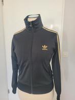 Vintage adidas firebird trefoil jasje zwart met goud, Ophalen, Adidas, Zwart, Maat 42/44 (L)