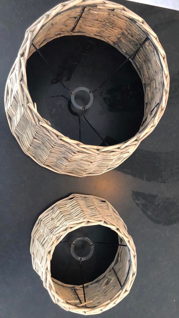 2x lampenkap riet, Gebruikt, 25 tot 50 cm, Rond, Ophalen of Verzenden