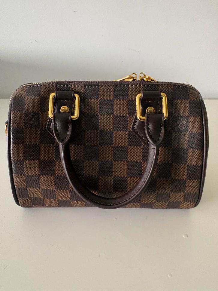 Speedy Nano Damier Ebene, Sieraden, Tassen en Uiterlijk, Tassen | Damestassen, Zo goed als nieuw, Handtas, Bruin, Ophalen of Verzenden