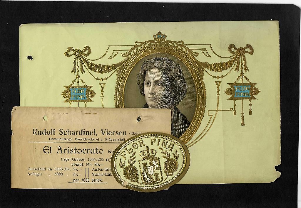 Rudolf Schardinel set etiket  El Aristocrato, Ophalen of Verzenden, Gebruikt, Sigarenbandjes