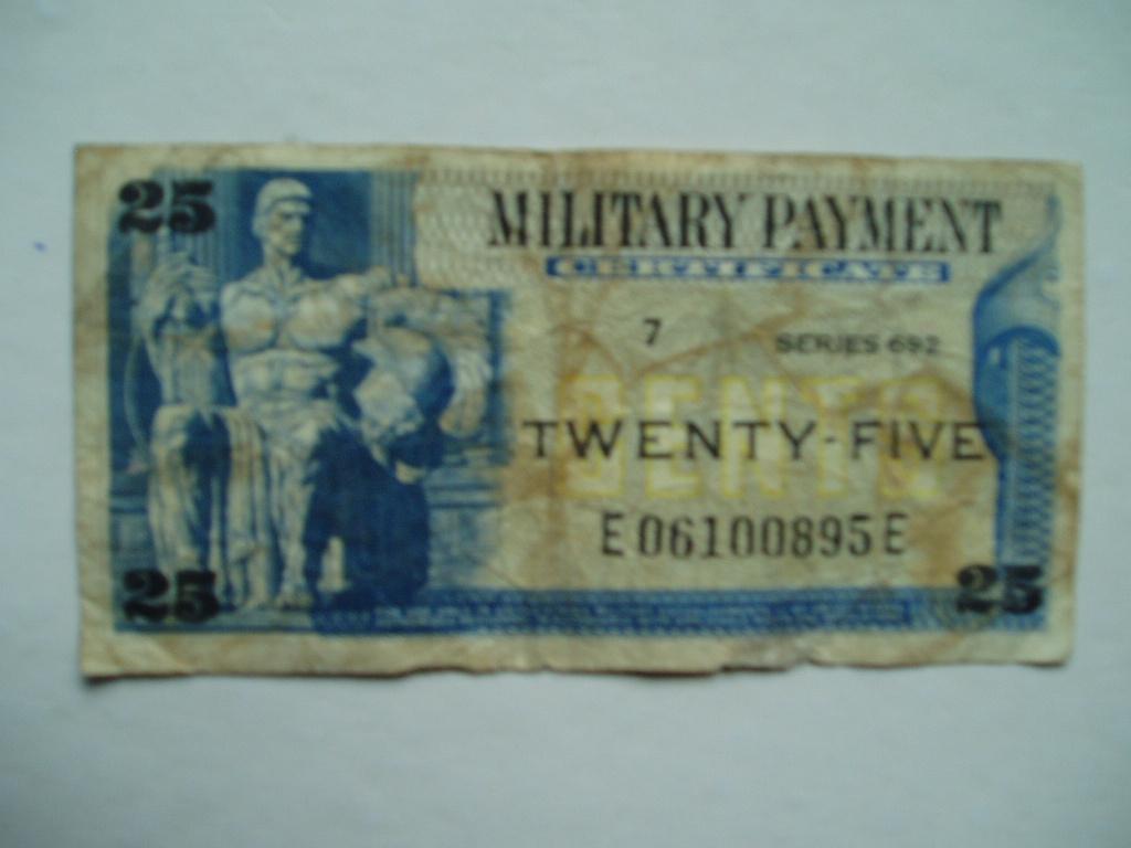 696. Amerika, MPC 25 cents 1970 series 692 Roman Warrior., Verzenden, Noord-Amerika, Los biljet