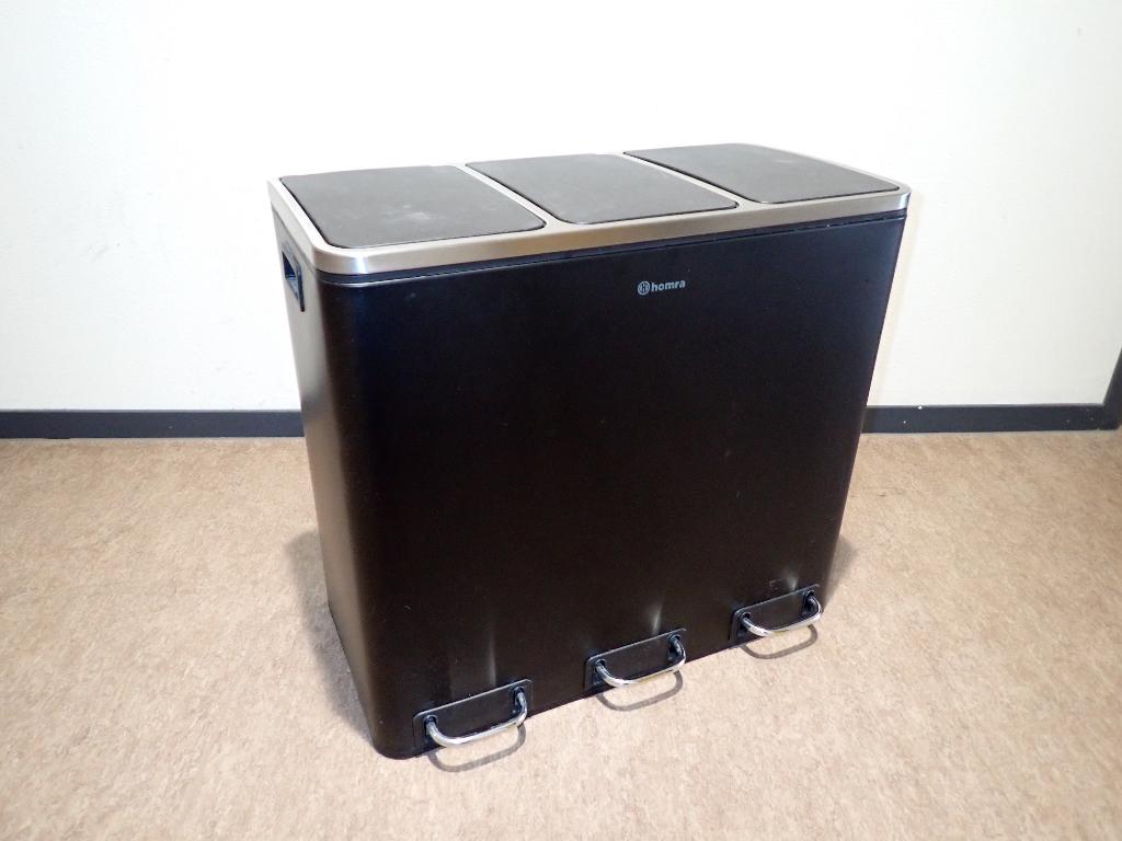 Homra SPARQ afvalscheiding Prullenbak 54L 3 vakken, Huis en Inrichting, Ophalen, Kunststof, Met pedaal, 40 liter of meer