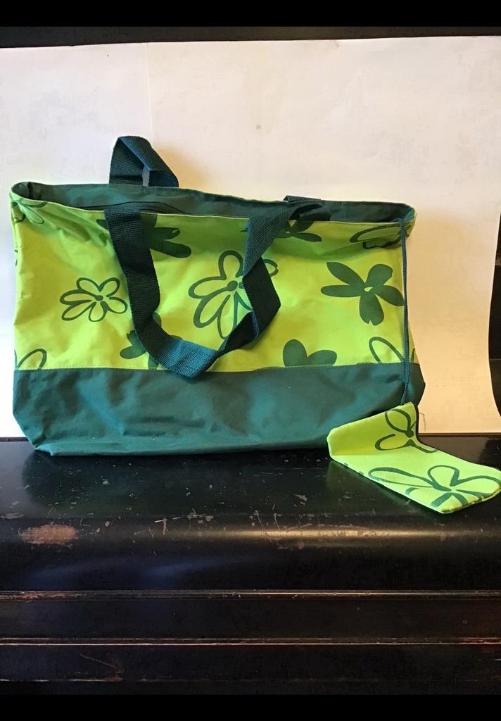 Damestas, nylon, 2 kleuren groen, klein boodschapje met rits, Ophalen of Verzenden, Zo goed als nieuw, Handtas