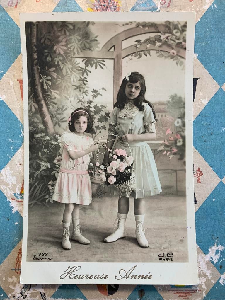 GERESERVEERD Heureuse Année - meisje met lang haar (NN), Ophalen of Verzenden, Voor 1920, Gelopen, Feest(dag)