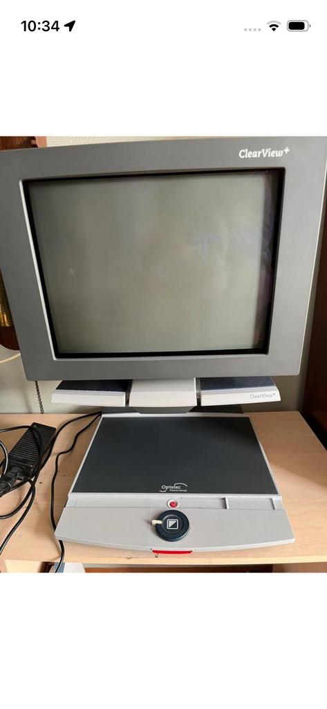 Optelec Clearview + Beeldscherm lees loep incl bureau, Hobby en Vrije tijd, Vergrootglazen, Loepen en Loeplampen, Vergrootglas of Loep