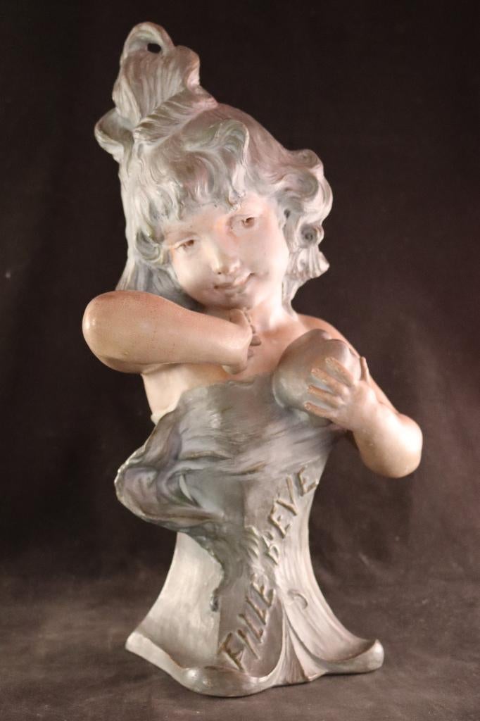 Antieke terracotta Art Nouveau buste, Ophalen of Verzenden