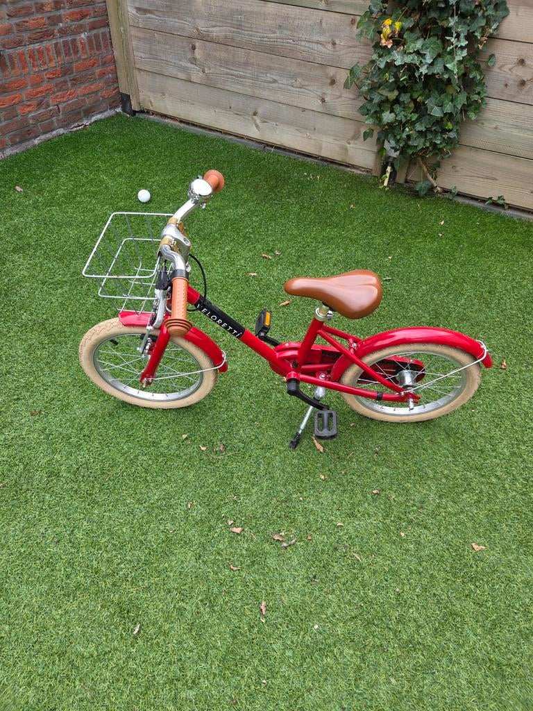 Rode 16" Veloretti Maxi kinderfiets, Fietsen en Brommers, Fietsen | Kinderfietsjes, Ophalen, Gebruikt, 16 tot 20 inch, Zijwieltjes