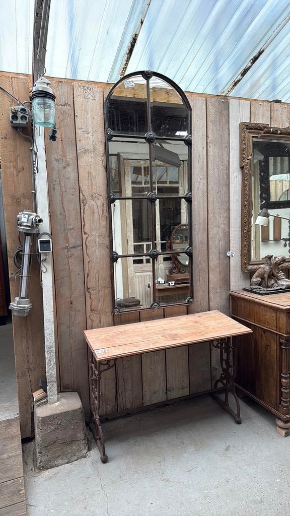 Industriele stoere facet geslepen spiegel oude spiegels, Ophalen of Verzenden, Rechthoekig, 50 tot 100 cm, Minder dan 100 cm