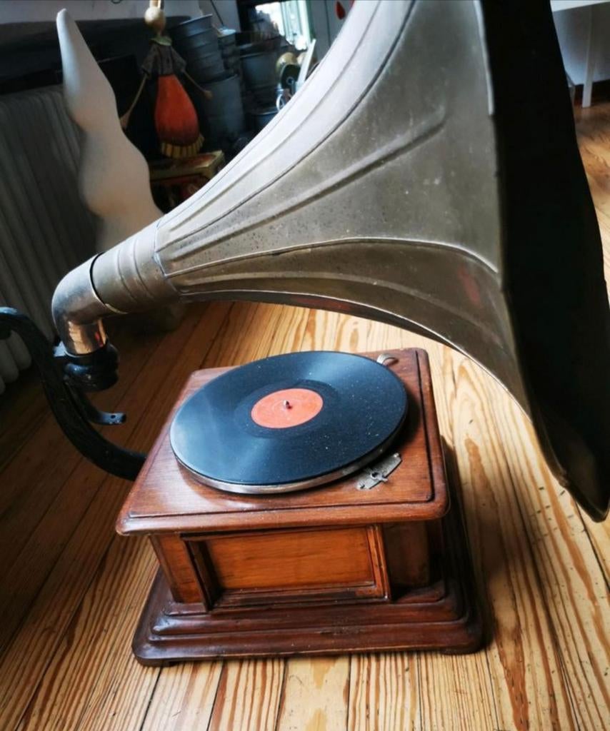 Antieke Grammofoon phonograaf met hoorn, Antiek en Kunst, Ophalen