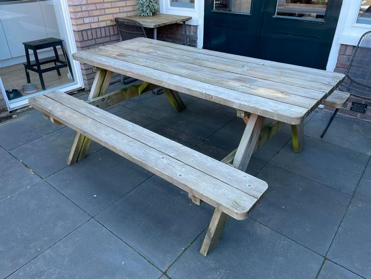 Houten picknickbank, Tuin en Terras, Picknicktafels, Gebruikt, Rechthoekig, Hout, Ophalen