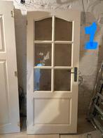 Hardhouten binnendeur met glas 198x82,5, Doe-het-zelf en Verbouw, Deuren en Horren, Ophalen, Gebruikt, 80 tot 100 cm, Binnendeur