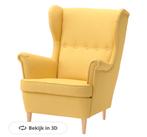 Strandmon fauteuil Ikea geel plus voetenbank, Ophalen of Verzenden, Gebruikt, Stof, 75 tot 100 cm