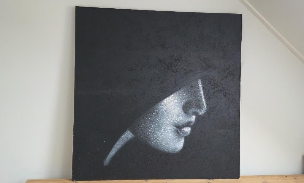 Schilderij de mysterieuze dame, Antiek en Kunst, Kunst | Schilderijen | Klassiek, Ophalen