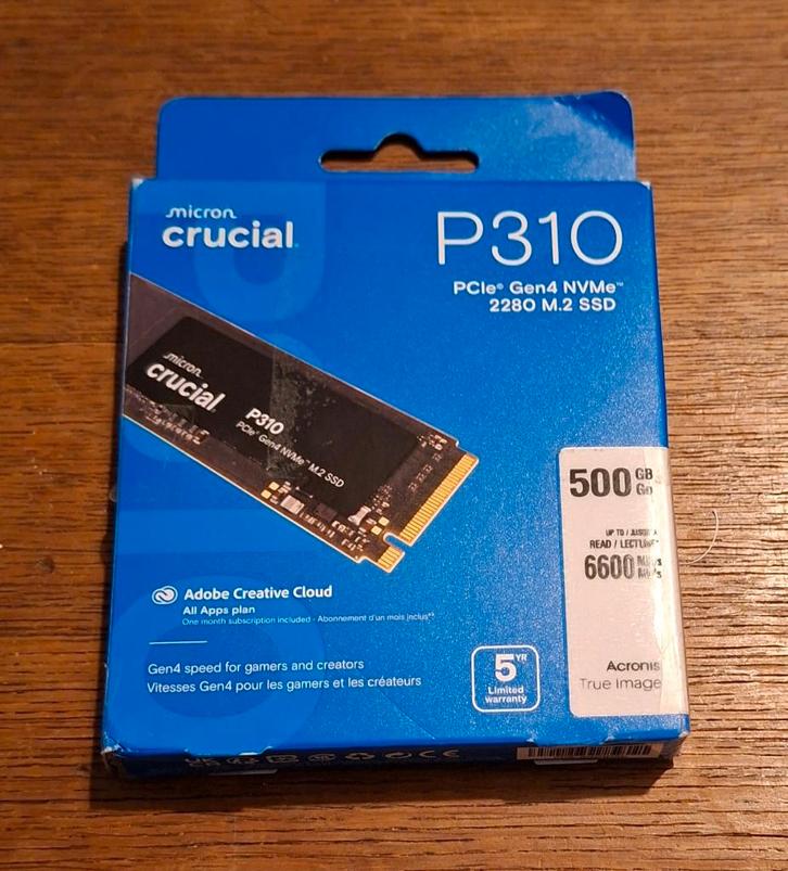 Crucial P310-500GB Gen 4, Computers en Software, Harde schijven, Zo goed als nieuw, Desktop, Intern, SSD, Overige aansluitingen