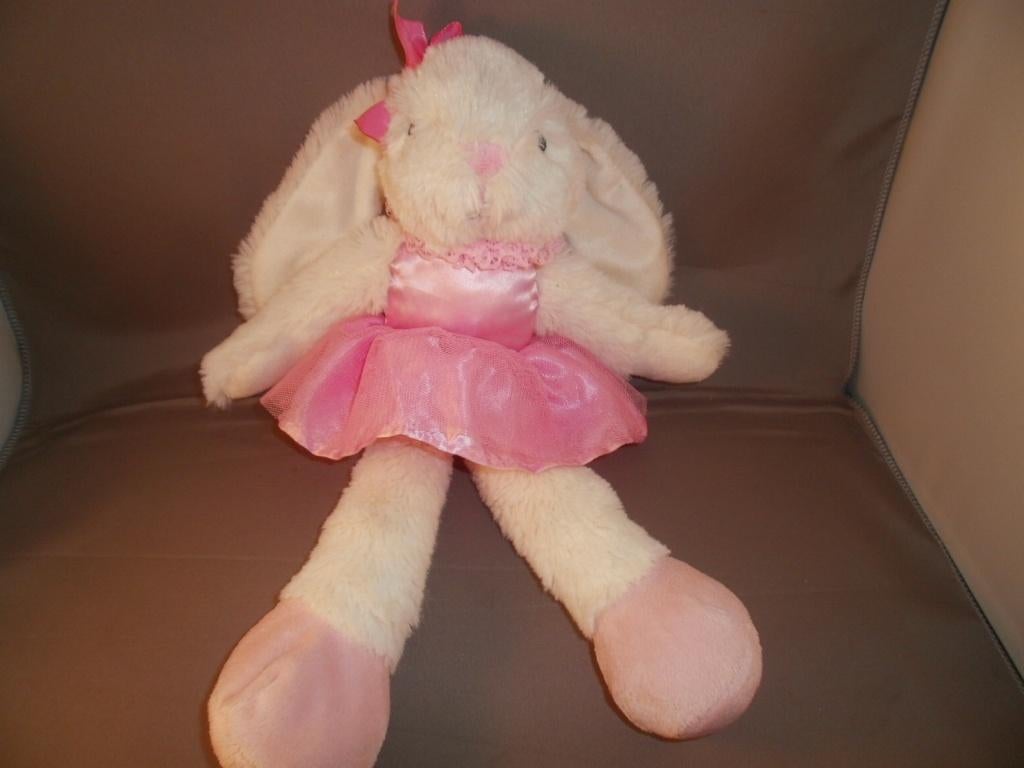 kik konijn wit met roze petticoat tutu jurk roze strik 42 cm, Ophalen of Verzenden, Nieuw, Konijn