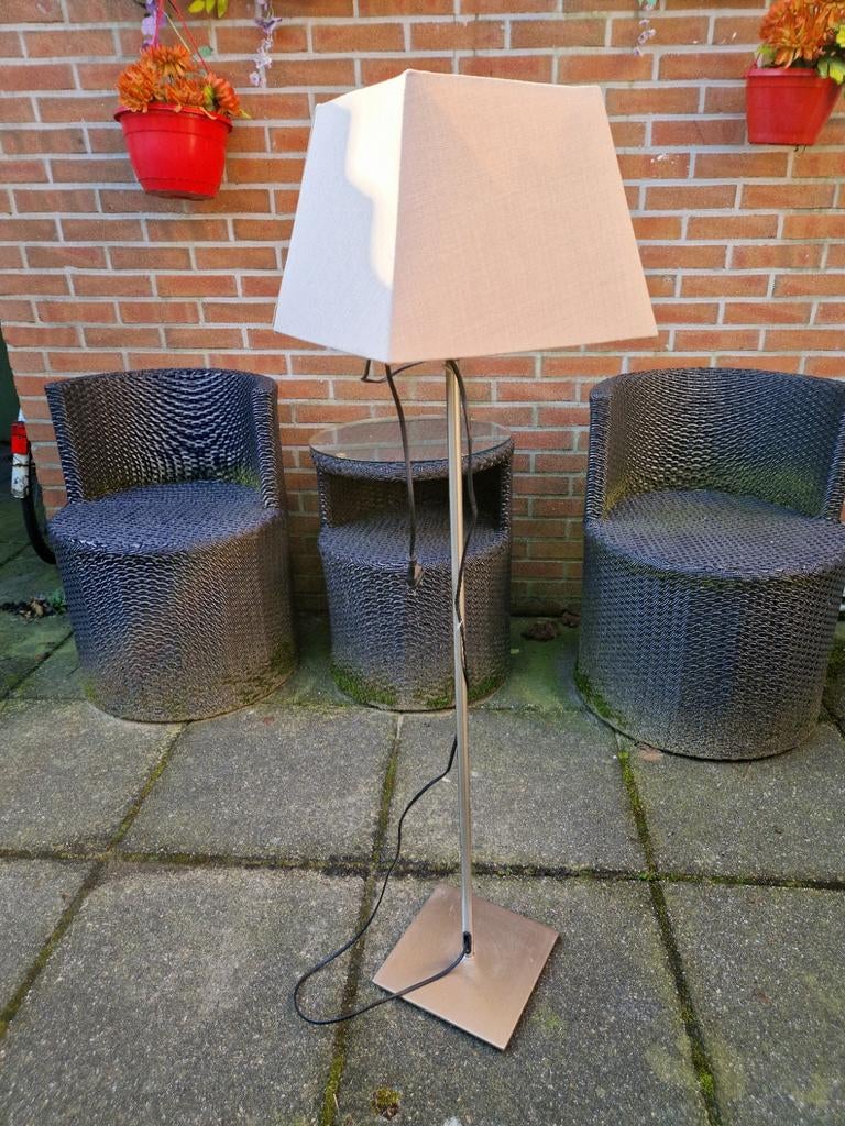 Staande Lamp met Canvas Kap, Huis en Inrichting, Lampen | Vloerlampen, Gebruikt, 100 tot 150 cm, Ophalen of Verzenden, Stof