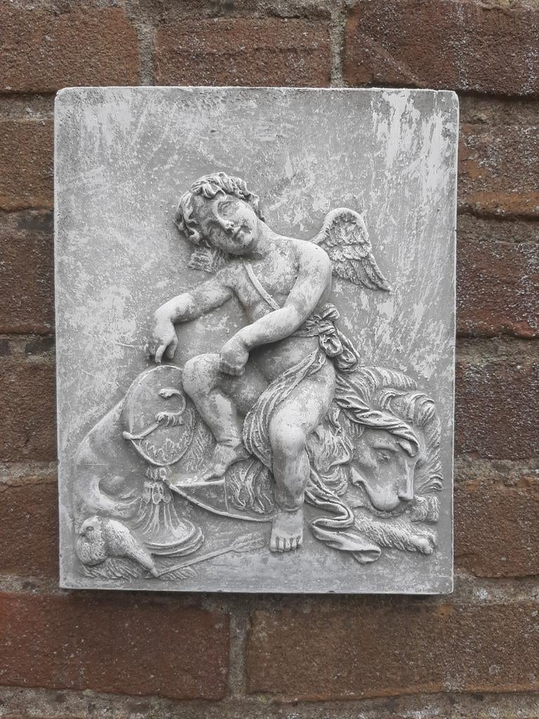 Cupido wanddecoratie betonnen beeld tuinbeeld beton, Ophalen of Verzenden