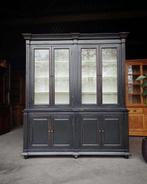 Hoge franse vitrinekast | Stoere zwarte buffetkast #2502, Niet ingevuld, 200 cm of meer, Niet ingevuld, Ophalen of Verzenden