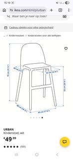 Twee IKEA URBAN kinderstoeltjes - wit, Ophalen, Gebruikt, Overige typen