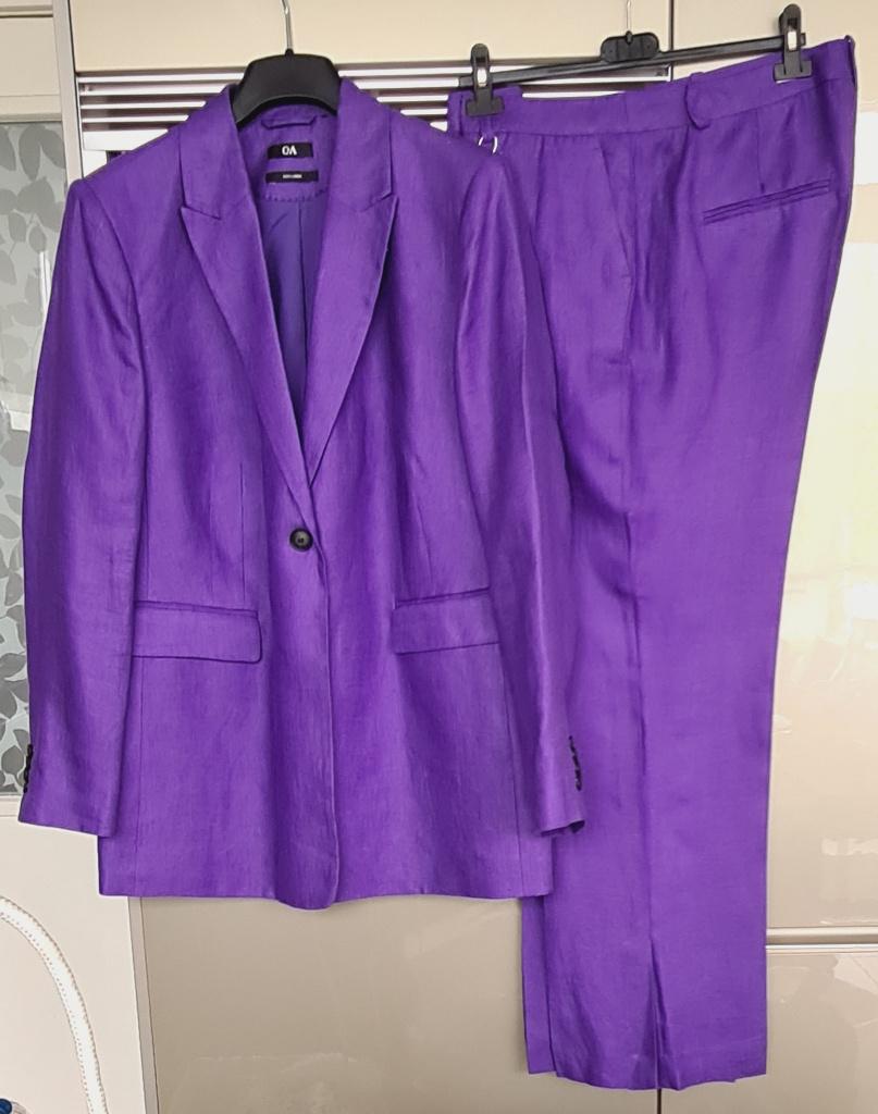 Nieuw linnen dames pak van C&A, Kostuum of Pak, Paars, Maat 42/44 (L), Nieuw