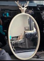 Ovale spiegel met hertenkop - Decoratieve wandspiegel, Ophalen, 100 tot 150 cm, Nieuw, Ovaal