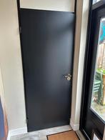 Moderne zwarte binnendeur met glaspanelen en 1 wc deur, Ophalen, Gebruikt, 80 tot 100 cm, Binnendeur