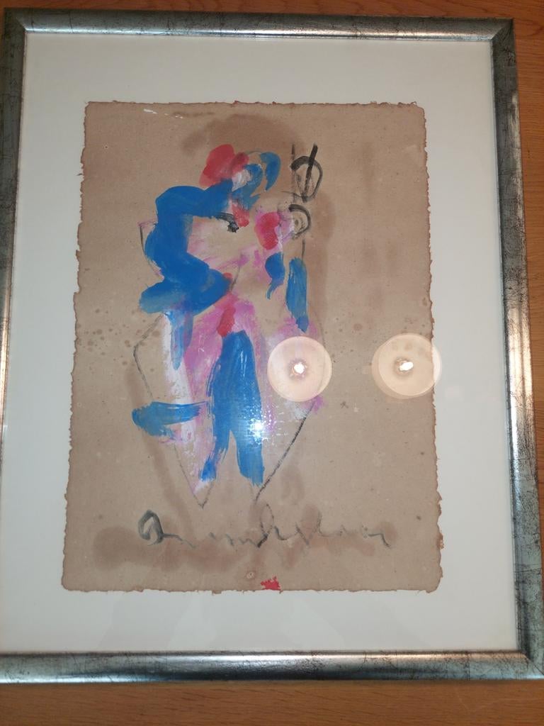 Anton Heyboer - Abstract werk in lijst (29x39 cm), Ophalen