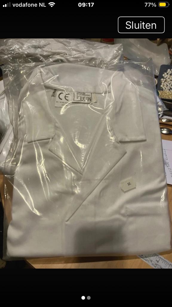 6x Nieuwe witte koksbuis  en broek van Hucon, maat XL, Kleding | Heren, Ophalen of Verzenden, Nieuw