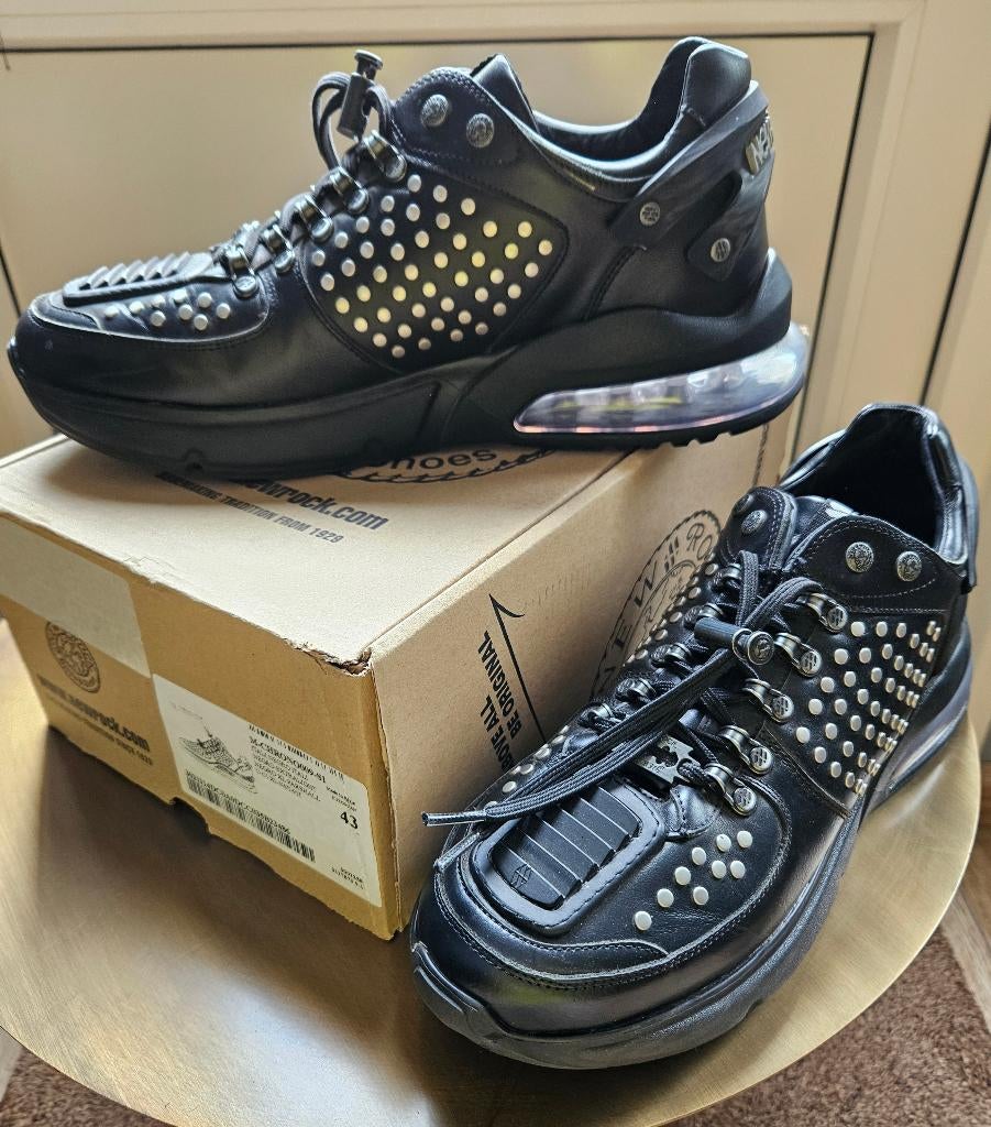Maat 43 New Rock zwarte heren sneakers met studs, Zwart, New Rock, Ophalen of Verzenden, Sneakers of Gympen