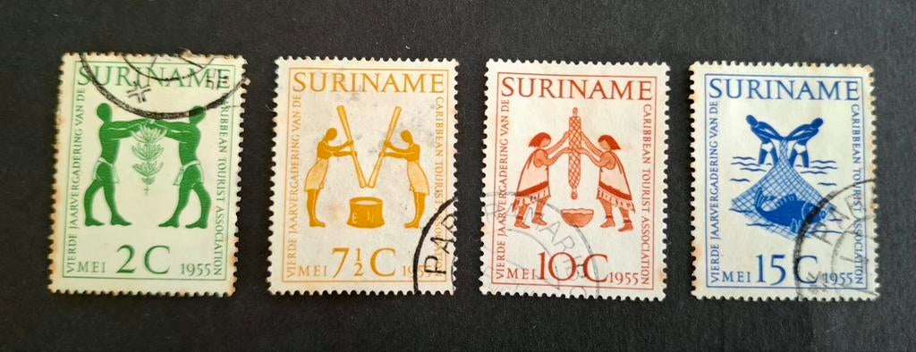 Suriname 1955 317-320 VergCaribbean Tourist Association, Postzegels en Munten, Ophalen of Verzenden, Gestempeld