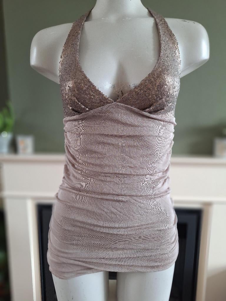 Twin-Set Simona Barbieri zijden beige top 34 XS, Twinset, Verzenden, Beige, Zo goed als nieuw