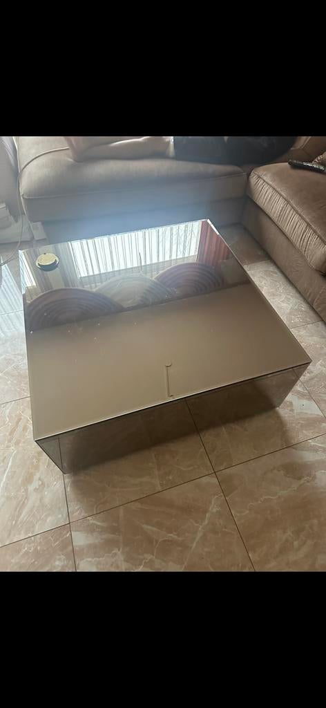 Spiegel meubelen blok tafel sepia, Ophalen, Overige materialen, 50 tot 100 cm, Vierkant