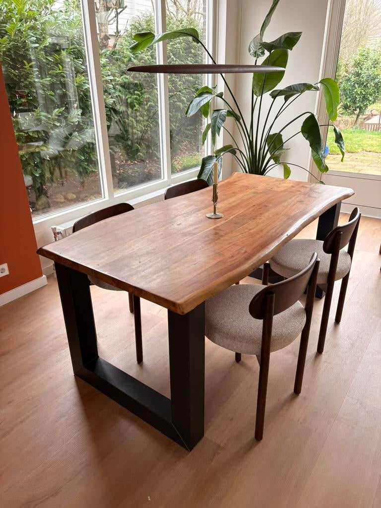 Acaciahouten tafel, Ophalen, Zo goed als nieuw, Rechthoekig, 50 tot 100 cm