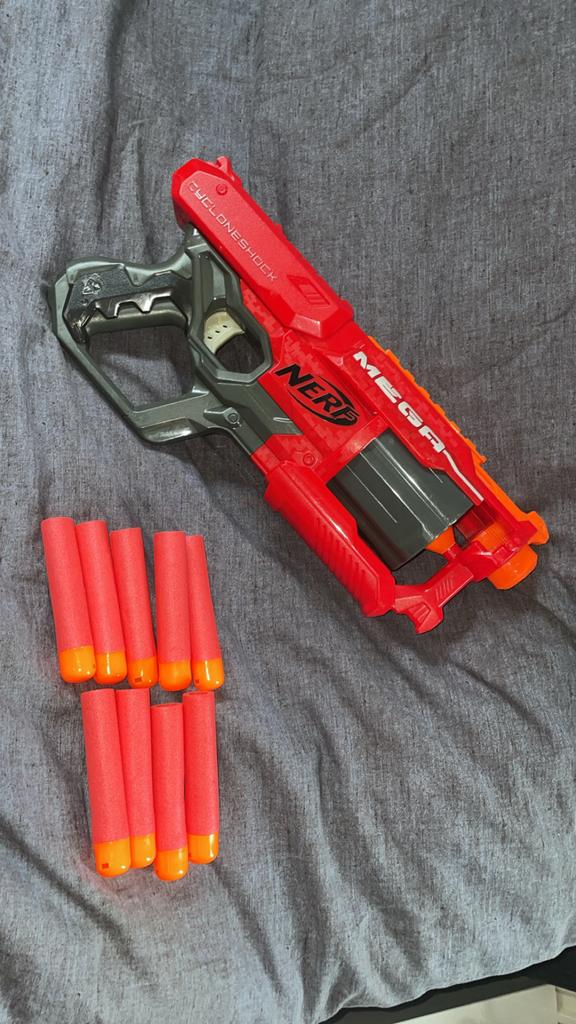 Nerf Mega Cycloneshock met pijltjes, Ophalen of Verzenden, Zo goed als nieuw, Jongen of Meisje