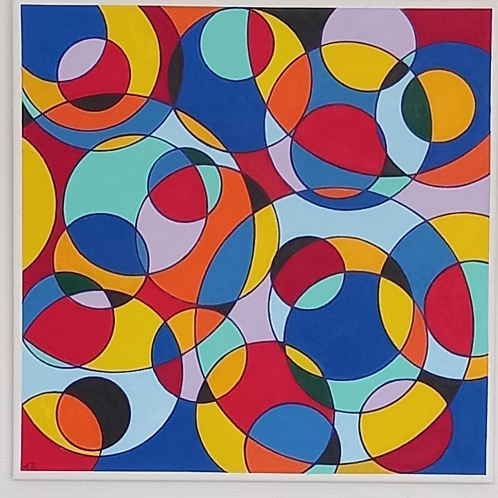 Kleurrijk Abstract schilderij op Canvas 70x70cm, Ophalen of Verzenden
