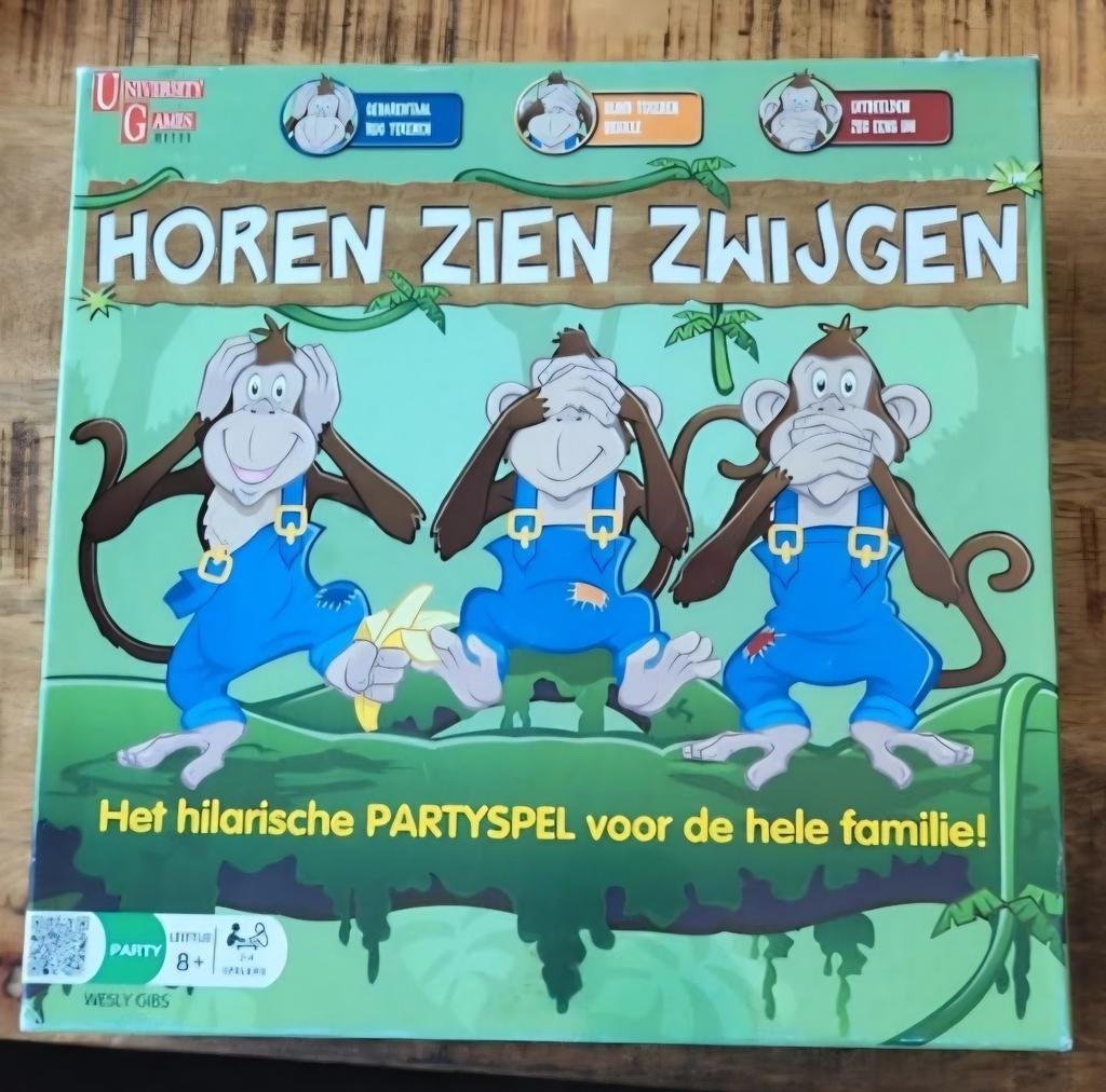 Horen Zien Zwijgen Bordspel - Het hilarische partyspel!, Een of twee spelers, Ophalen of Verzenden, Gebruikt, University Games