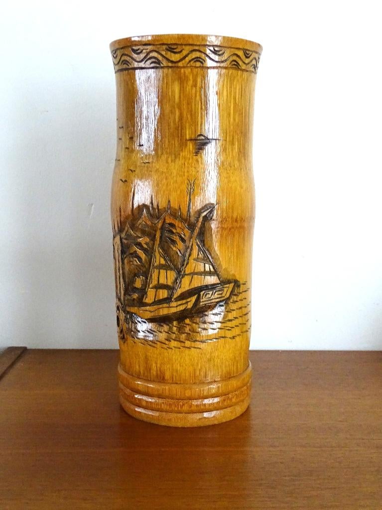 Bitong handgemaakte Chinese bamboe Penseelhouder, Ophalen of Verzenden