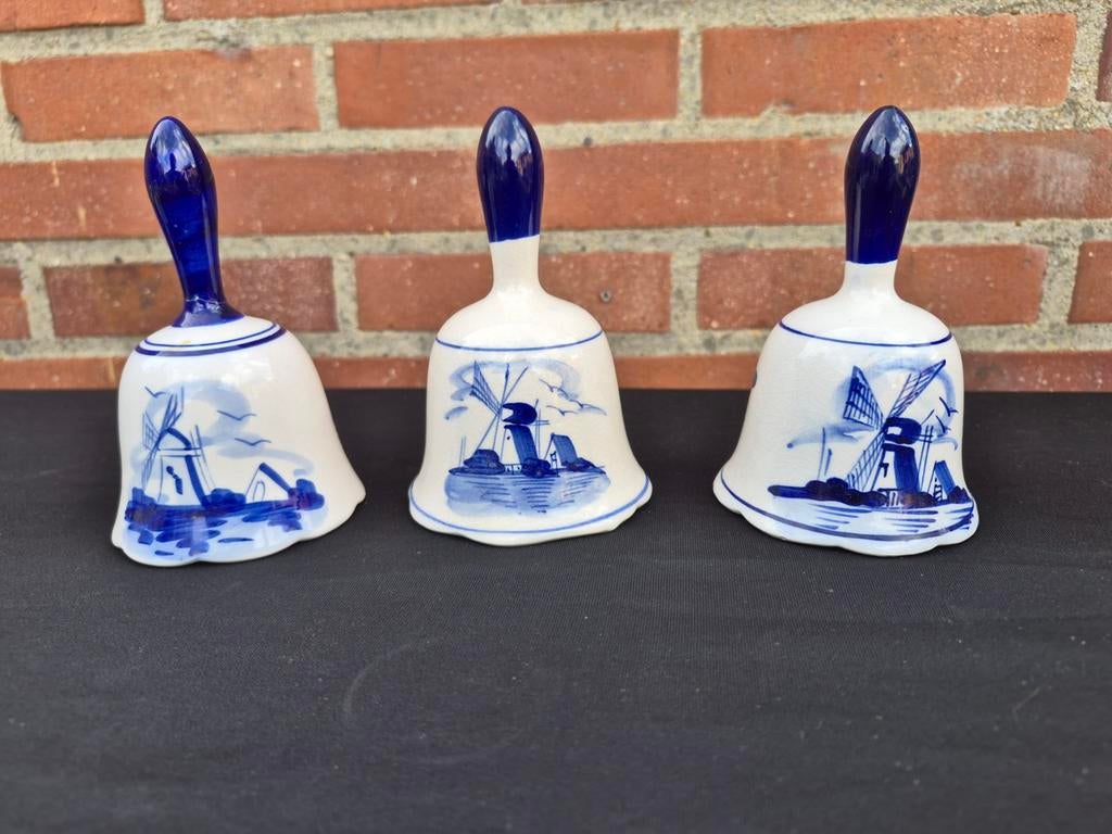 Set van 3 Delfts Blauwe Tafelbellen met Molens, Antiek en Kunst, Ophalen of Verzenden