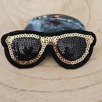 Strijk embleem applicatie patch Pailletten zonnebril goud, D, Verzenden, Nieuw, D