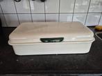 Vintage Emaille Brooddoos - Crème met Groen Handvat, Ophalen of Verzenden