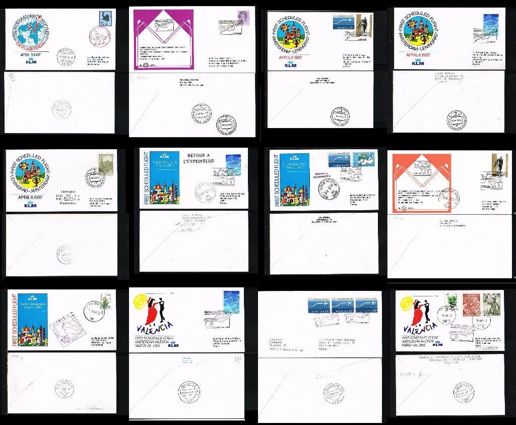 Uitzoeken (KLM) eerste vluchten van/naar Nederland deel 3, Postzegels en Munten, Brieven en Enveloppen | Nederland, Ophalen of Verzenden