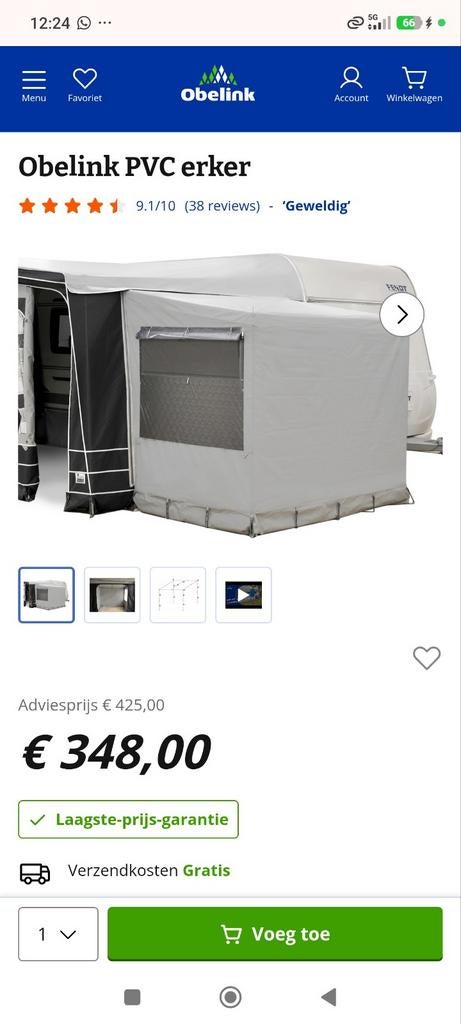 Obelink PVC erker, tweedehands maar goede staat, Caravans en Kamperen, Ophalen