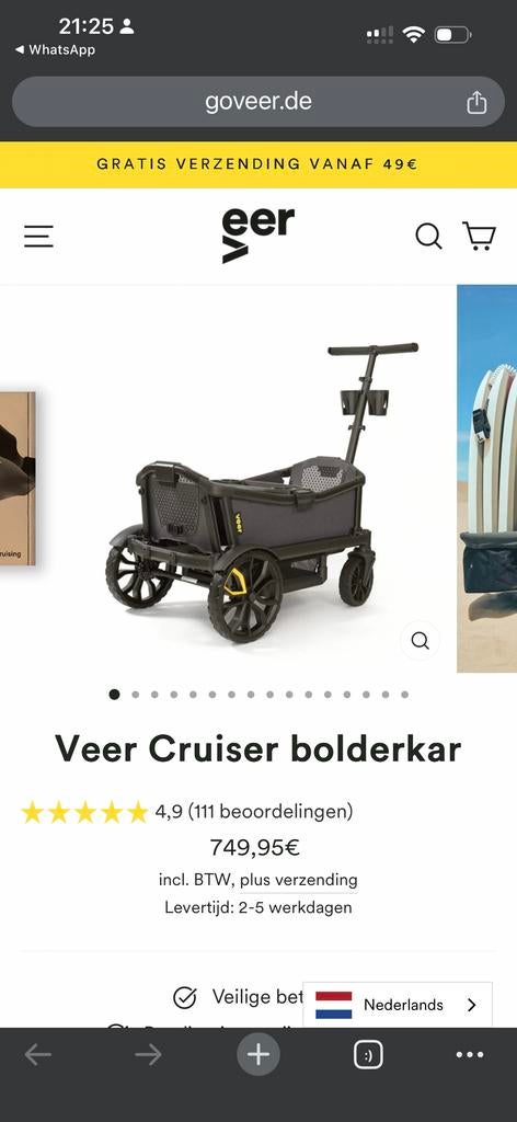 Veer Cruiser bolderkar, Ophalen, Nieuw