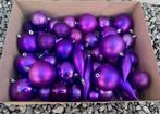 +/- 50 kunststof kerstballen paars glitter en mat, Ophalen of Verzenden