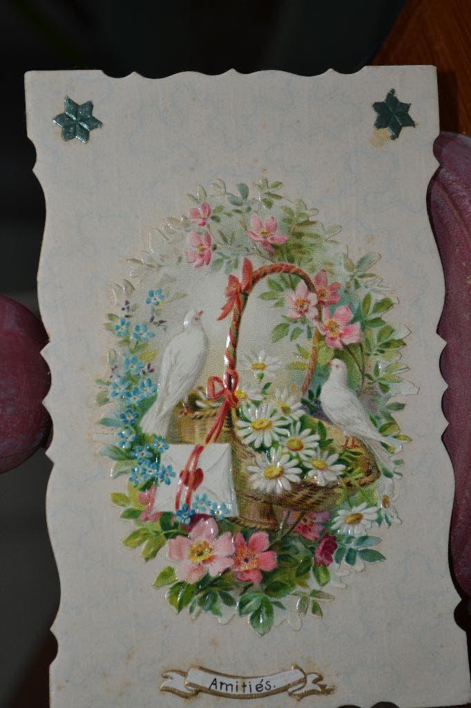 mooie antieke kaarten celluloid, beschilderd poesieplaatjes, Antiek en Kunst, Ophalen of Verzenden